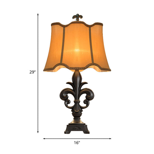 Scalloped-Trim Countryside Bedroom Night Stand Lamp - Beige 1-Light 12 Or 16 Wide