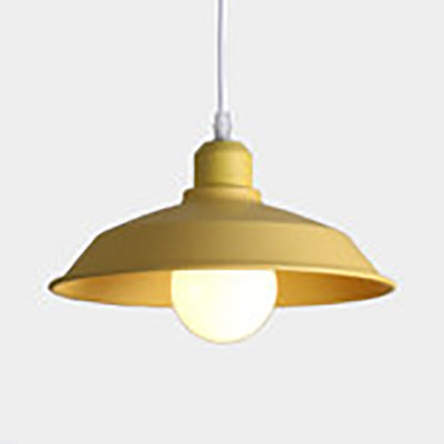 Metallic Pink/Yellow Pendant Light with Barn Lampshade - Retro Style Hanging Lamp for Bedside