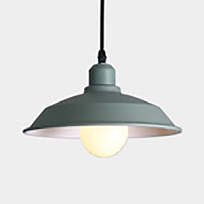 Retro Style Metallic Pink/Yellow Pendant Light With Barn Lampshade - Bedside Hanging Lamp Green