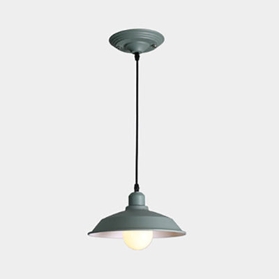 Retro Style Metallic Pink/Yellow Pendant Light With Barn Lampshade - Bedside Hanging Lamp