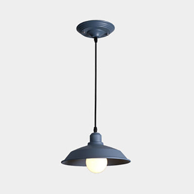 Retro Style Metallic Pink/Yellow Pendant Light With Barn Lampshade - Bedside Hanging Lamp