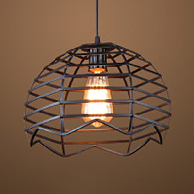 Lampe de cuisine à suspension en forme de dôme industriel vintage en métal noir
