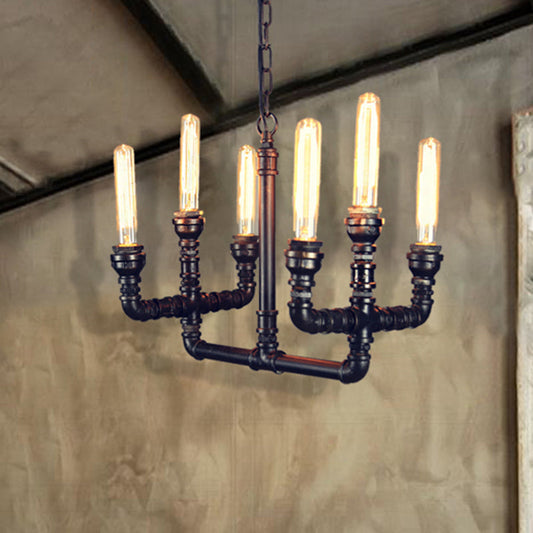 Suspension métallique Trident - Noir, 6 têtes - Parfait pour les restaurants !