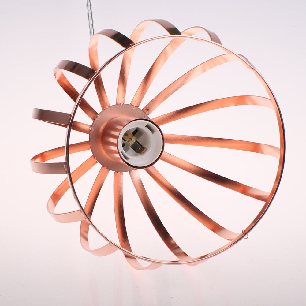 Modern Metal Rose Gold Pendant Lamp with Global Cage Shade - Stylish Retro Fixture for Kitchen