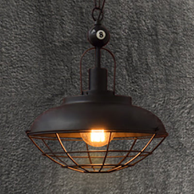 Lampe suspendue en forme de cage métallique noire de style industriel - Parfaite pour les restaurants