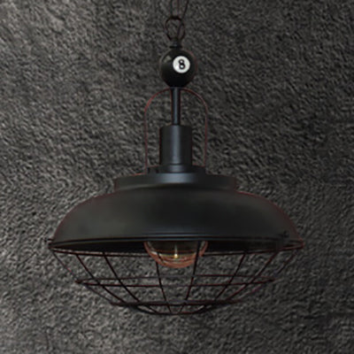 Lampe suspendue en forme de cage métallique noire de style industriel - Parfaite pour les restaurants