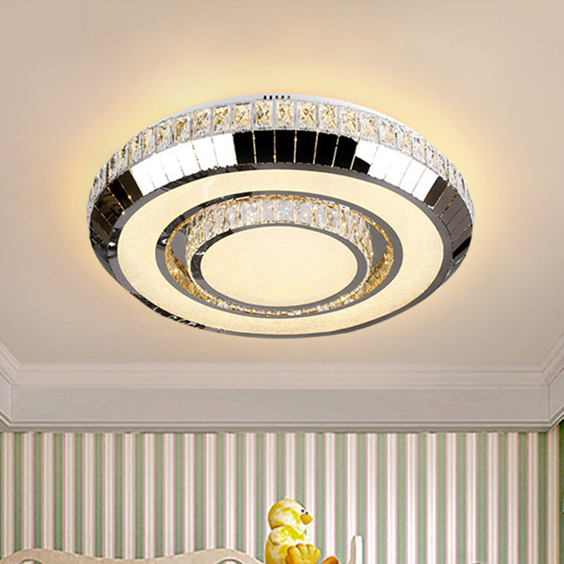 Stainless Steel LED Ceiling light with Beveled Glass Crystal