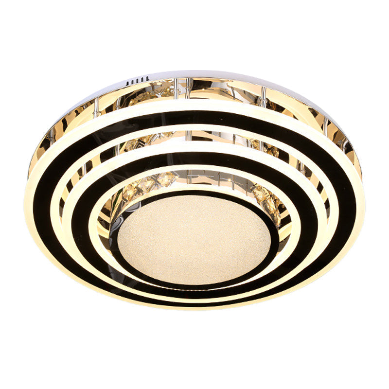 Clear Glass Stainless Steel Flushmount LED Ceiling Light