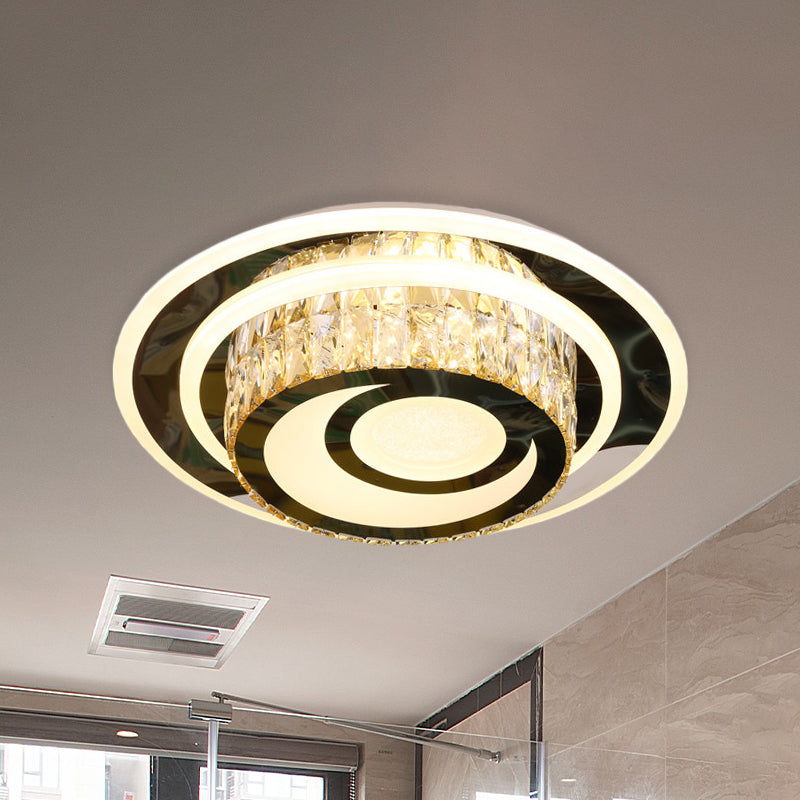 Beveled Crystal Ceiling Lamp – LED Flushmount Light for Guest Rooms