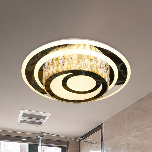 Beveled Crystal Ceiling Lamp – LED Flushmount Light for Guest Rooms