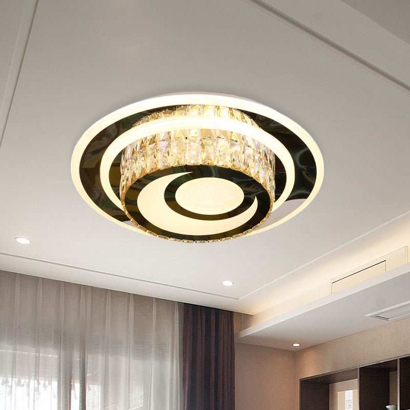 Beveled Crystal Ceiling Lamp – LED Flushmount Light for Guest Rooms