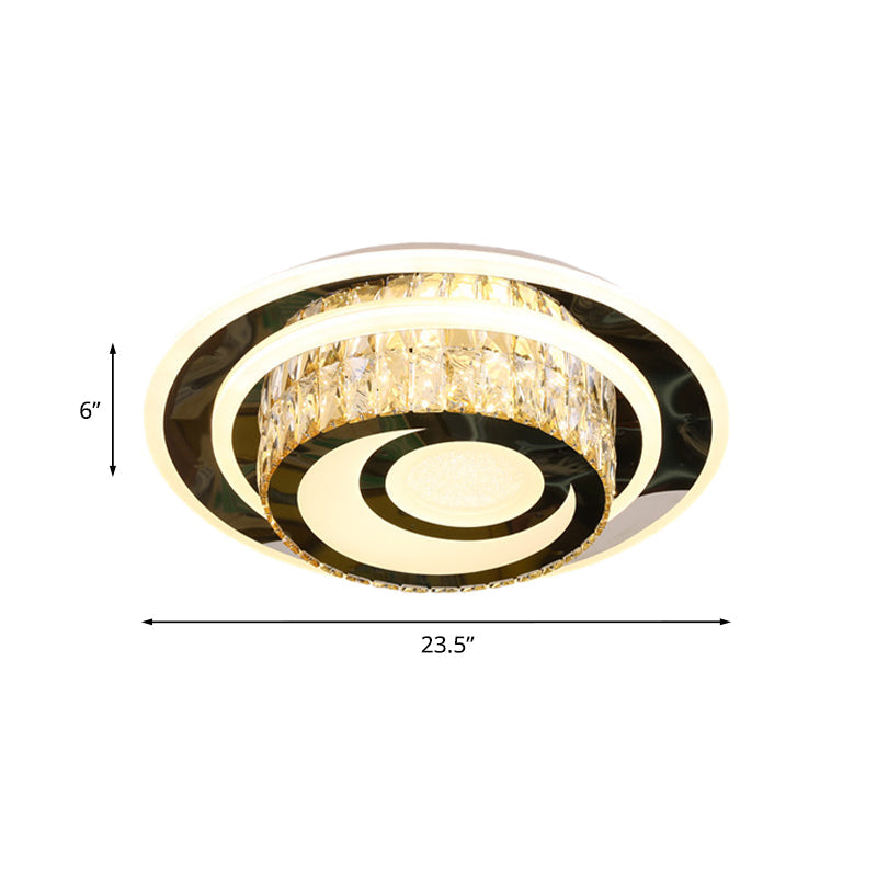 Beveled Crystal Ceiling Lamp – LED Flushmount Light for Guest Rooms