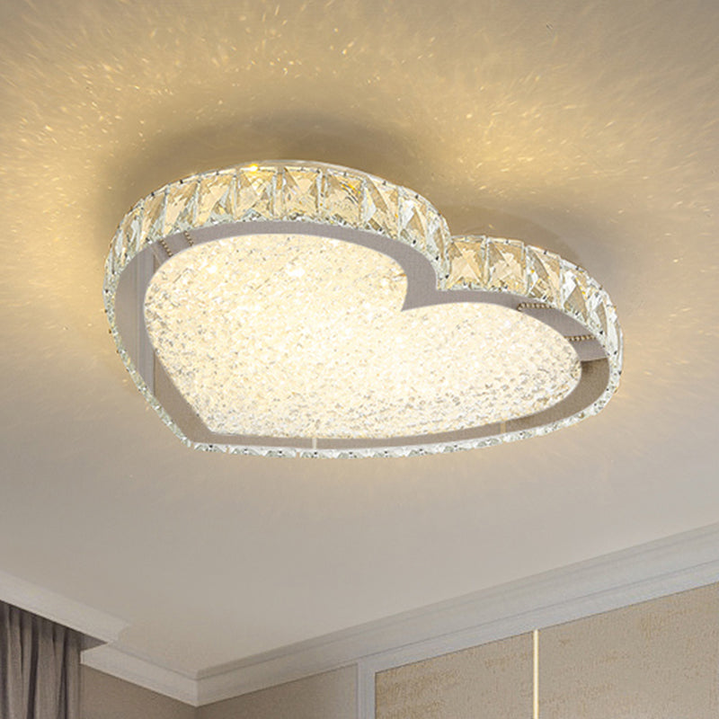 Contemporary Led Flush-Mount Crystal Ceiling Lamp Stainless Steel Stainless-Steel