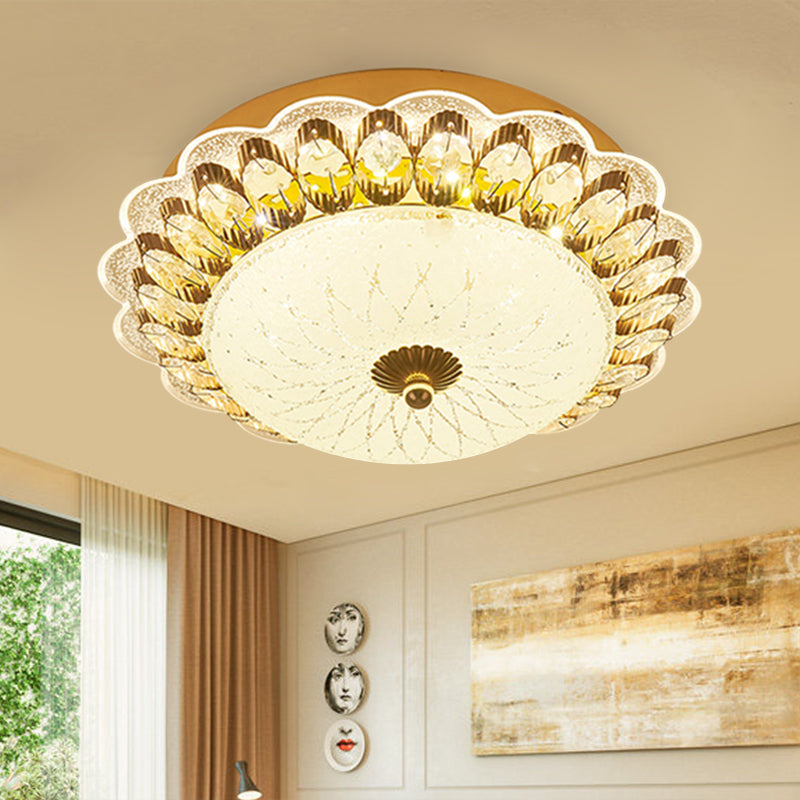 Gold Flush Mount LED Crystal Ceiling Light