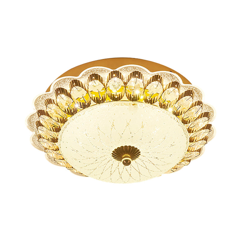 Gold Flush Mount LED Crystal Ceiling Light