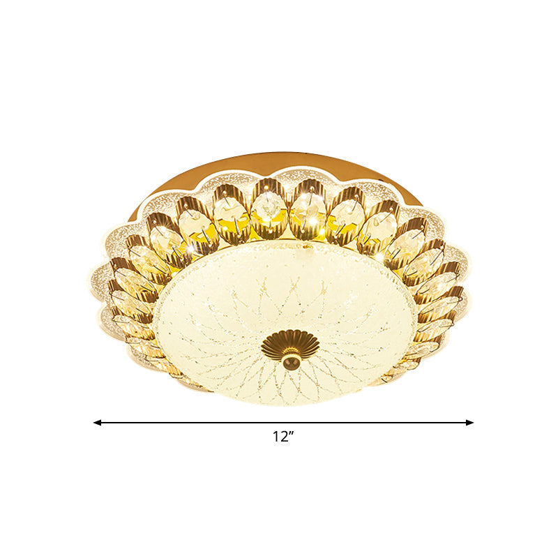 Gold Flush Mount LED Crystal Ceiling Light