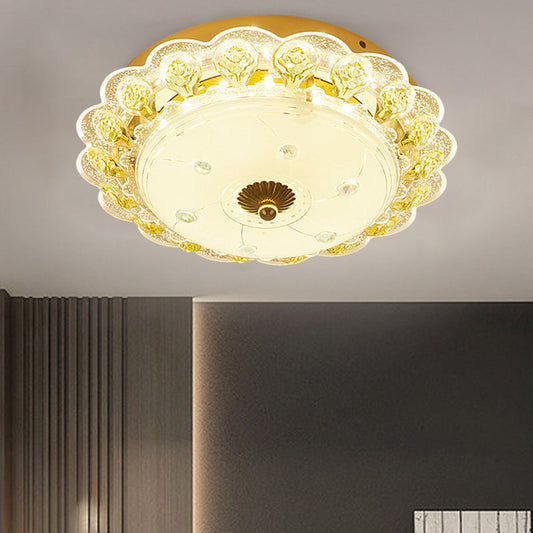 Gold Flush Mount LED Crystal Ceiling Light