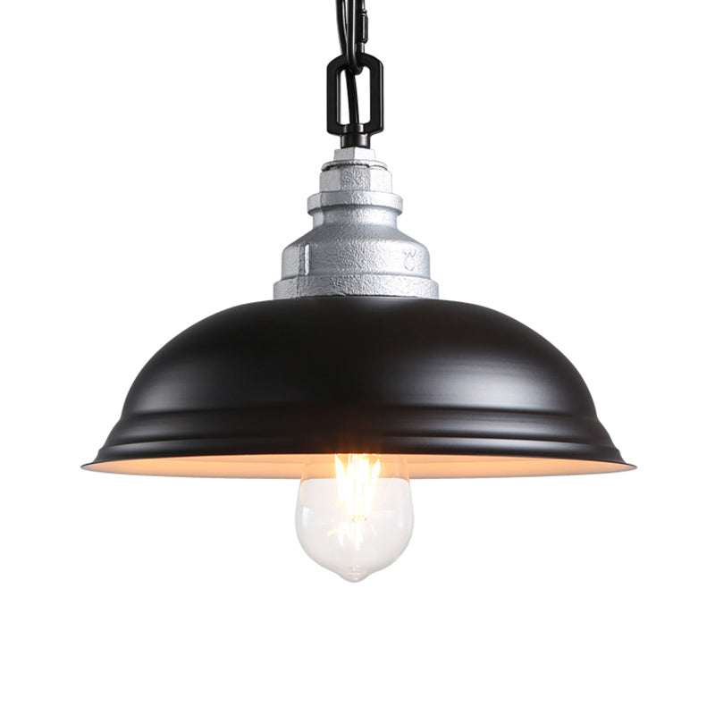 Lampe à suspension industrielle en métal avec abat-jour en forme de bol en noir élégant - Parfait pour les restaurants