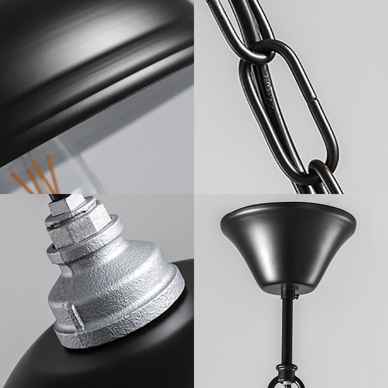 Lampe à suspension industrielle en métal avec abat-jour en forme de bol en noir élégant - Parfait pour les restaurants