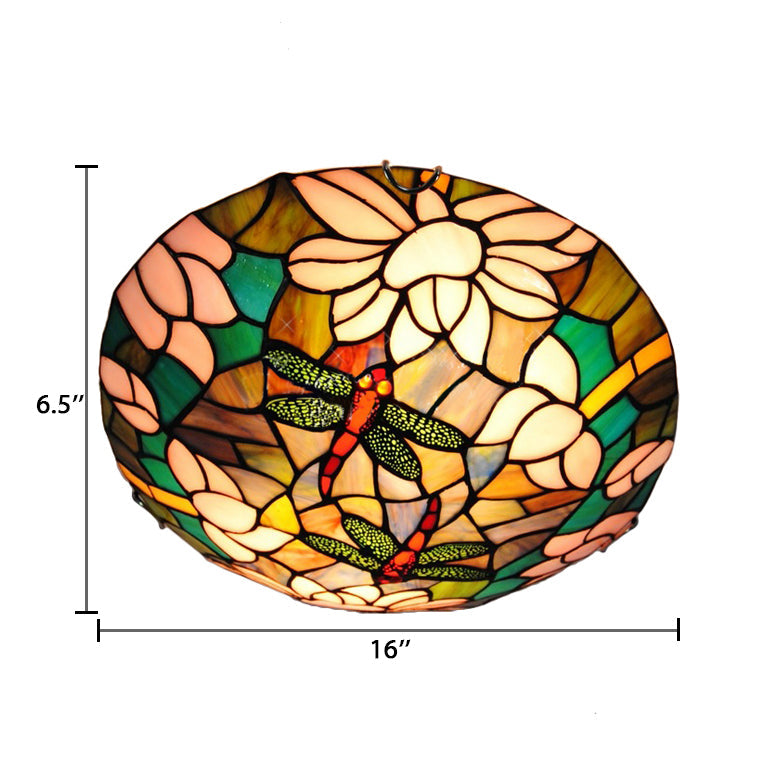 Tiffany Dragonfly Ceiling Light with Stained Glass Shade - Perfect for Living Room!