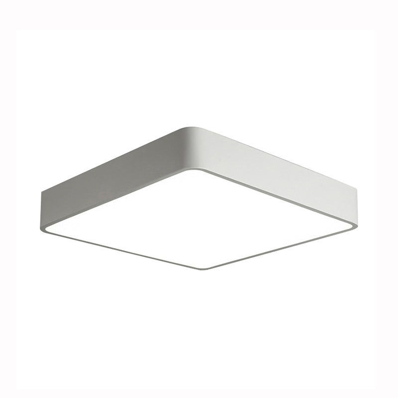 Modern LED Metal Flush Mount Light Fixture - White/Black Square - 14"/18"/23.5" Wide - Living Room