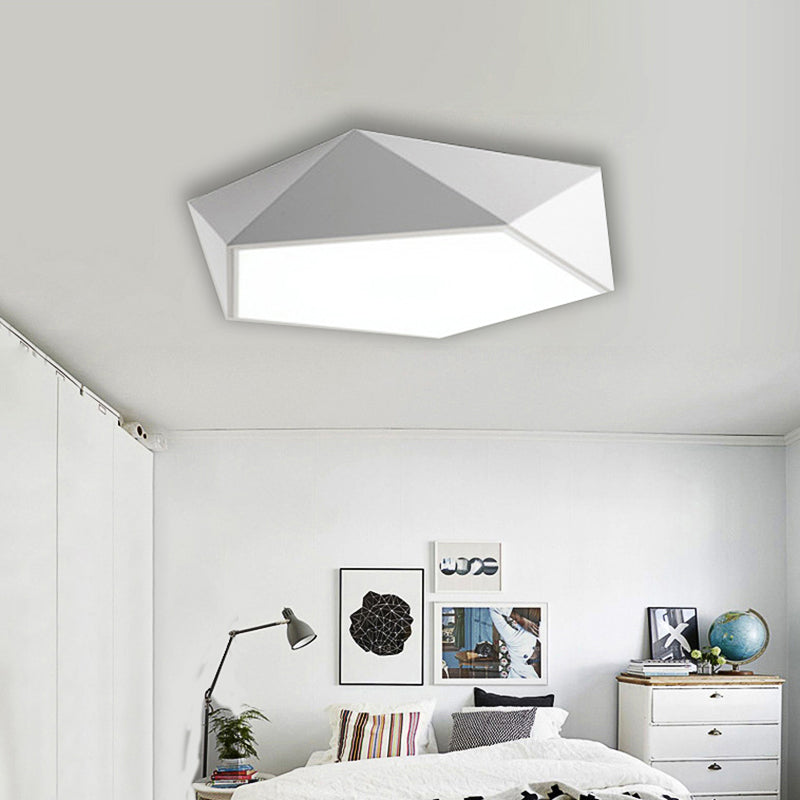 Geometric Metal Flush Mount Lighting with LED - White/Black 16.5"/20.5"/24.5" Wide