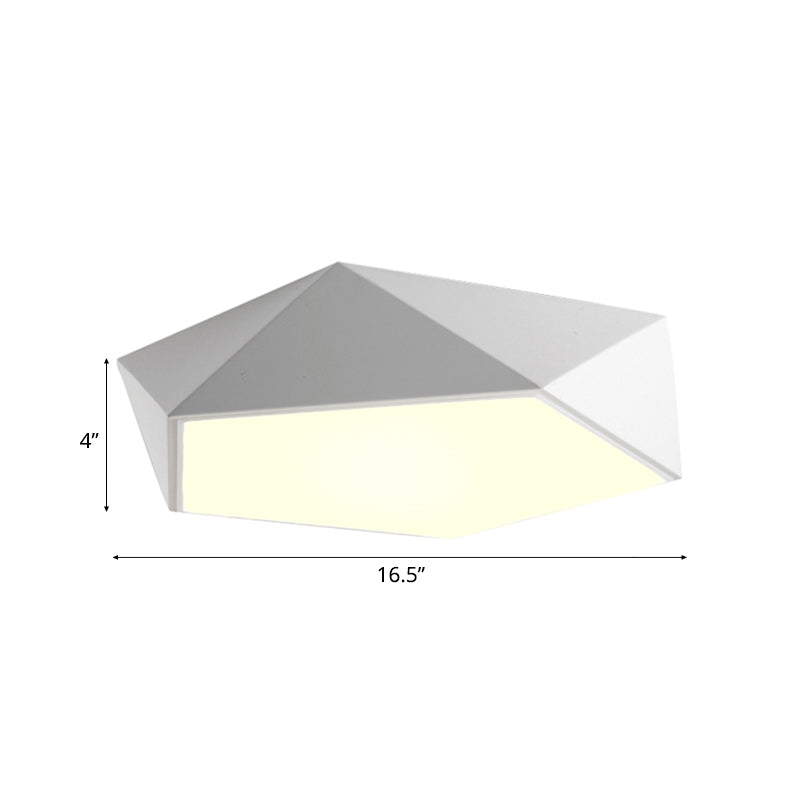 Geometric Metal Flush Mount Lighting with LED - White/Black 16.5"/20.5"/24.5" Wide