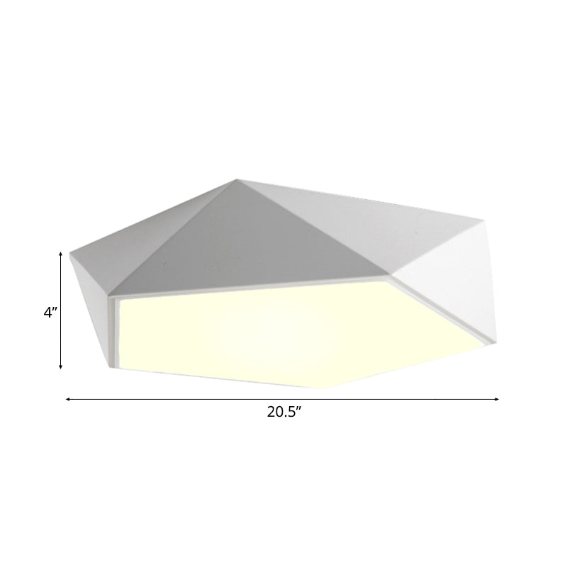 Geometric Metal Flush Mount Lighting with LED - White/Black 16.5"/20.5"/24.5" Wide