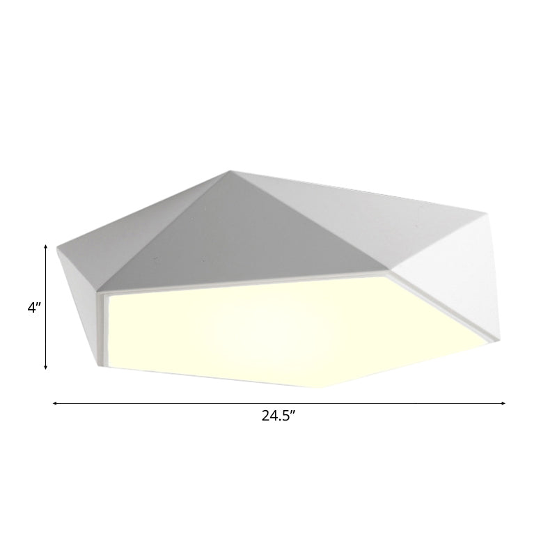 Geometric Metal Flush Mount Lighting with LED - White/Black 16.5"/20.5"/24.5" Wide