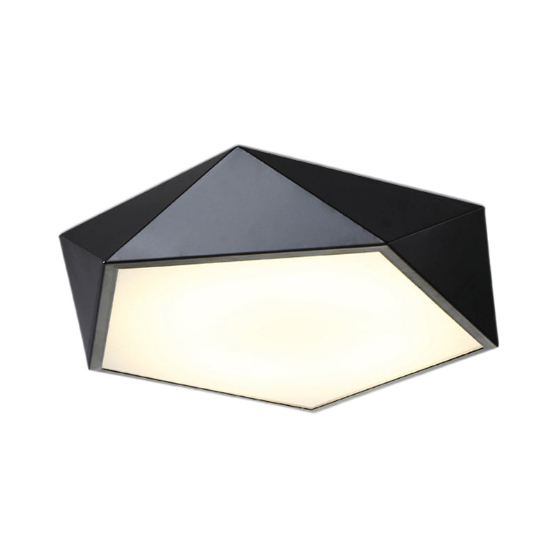Geometric Metal Flush Mount Lighting with LED - White/Black 16.5"/20.5"/24.5" Wide