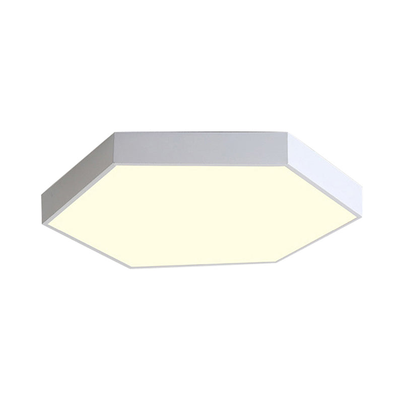 Modern LED Flush Mount with Metal Shade - Hexagon Design in Gray/Yellow/Blue, White/Warm Light - 16"/19.5"/23.5" Wide