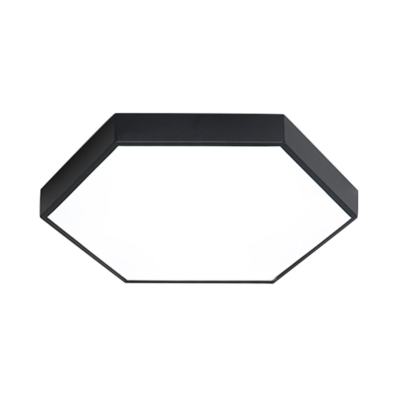 Modern LED Flush Mount with Metal Shade - Hexagon Design in Gray/Yellow/Blue, White/Warm Light - 16"/19.5"/23.5" Wide