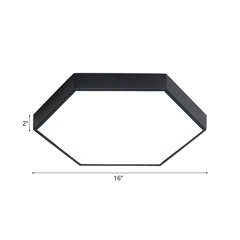 Modern LED Flush Mount with Metal Shade - Hexagon Design in Gray/Yellow/Blue, White/Warm Light - 16"/19.5"/23.5" Wide