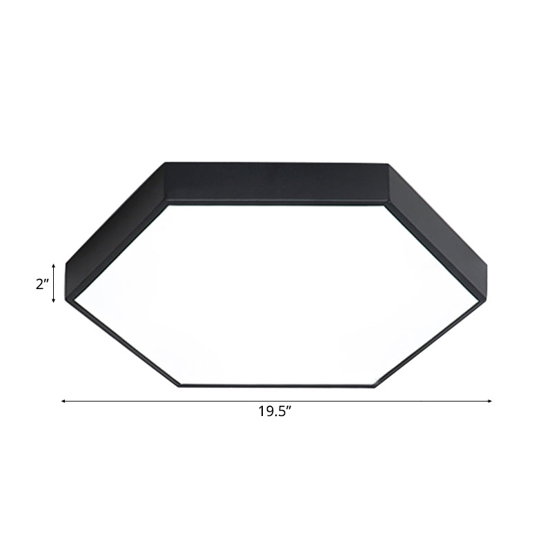Modern LED Flush Mount with Metal Shade - Hexagon Design in Gray/Yellow/Blue, White/Warm Light - 16"/19.5"/23.5" Wide