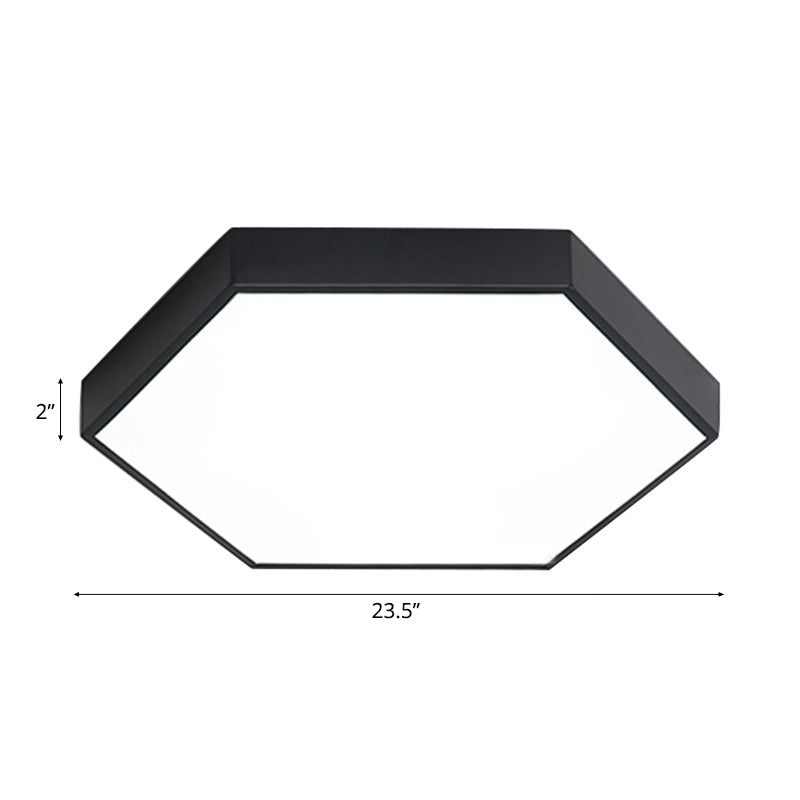 Modern LED Flush Mount with Metal Shade - Hexagon Design in Gray/Yellow/Blue, White/Warm Light - 16"/19.5"/23.5" Wide