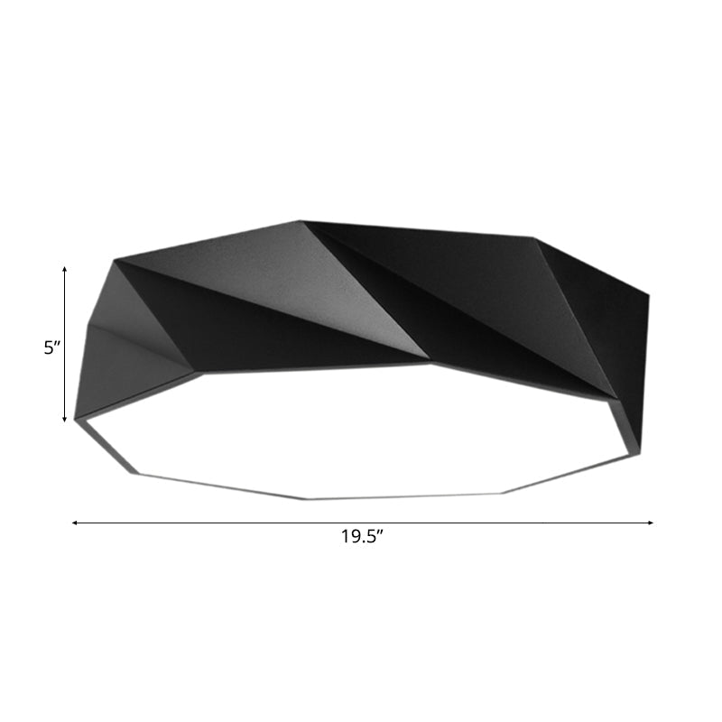 Modern Led Metal Flush Mount Lighting With Concave/Convex Shape - White/Black Ceiling 16/19.5/23.5