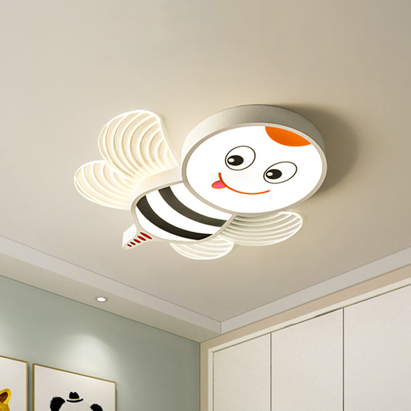 Bee Shape LED Flushmount Lighting - Fun Cartoon Design for Bedroom with White/Pink/Yellow Acrylic Flush Mount Fixture