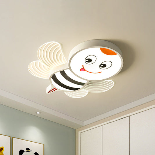 Bee Shape LED Flushmount Lighting - Fun Cartoon Design for Bedroom with White/Pink/Yellow Acrylic Flush Mount Fixture