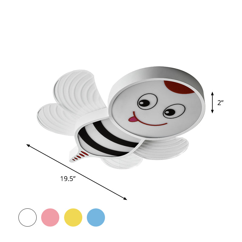 Bee Shape LED Flushmount Lighting - Fun Cartoon Design for Bedroom with White/Pink/Yellow Acrylic Flush Mount Fixture