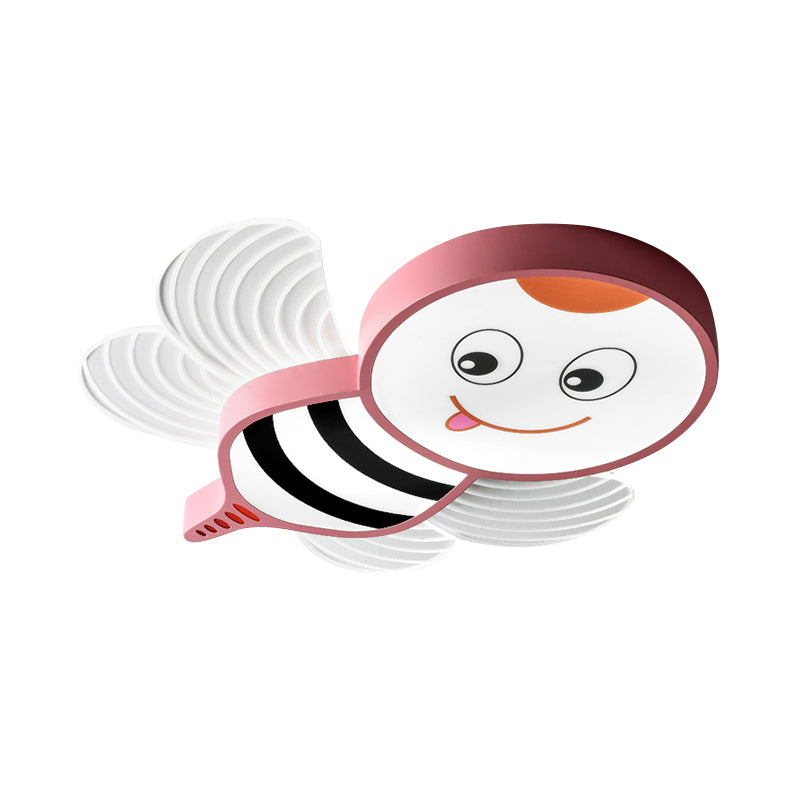 Bee Shape LED Flushmount Lighting - Fun Cartoon Design for Bedroom with White/Pink/Yellow Acrylic Flush Mount Fixture