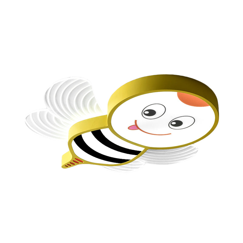Bee Shape LED Flushmount Lighting - Fun Cartoon Design for Bedroom with White/Pink/Yellow Acrylic Flush Mount Fixture