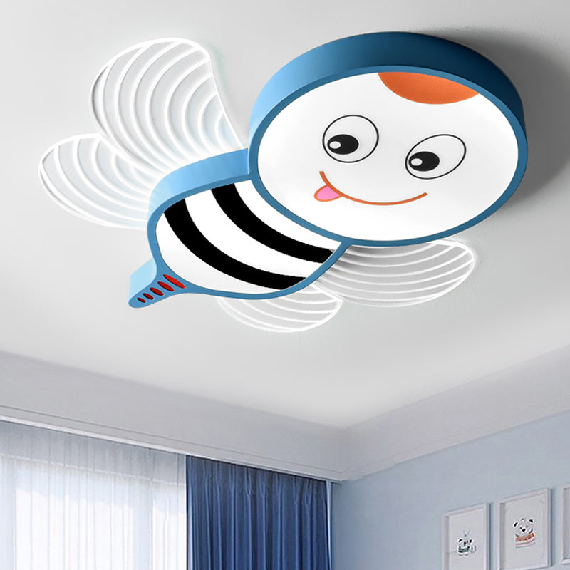 Bee Shape LED Flushmount Lighting - Fun Cartoon Design for Bedroom with White/Pink/Yellow Acrylic Flush Mount Fixture
