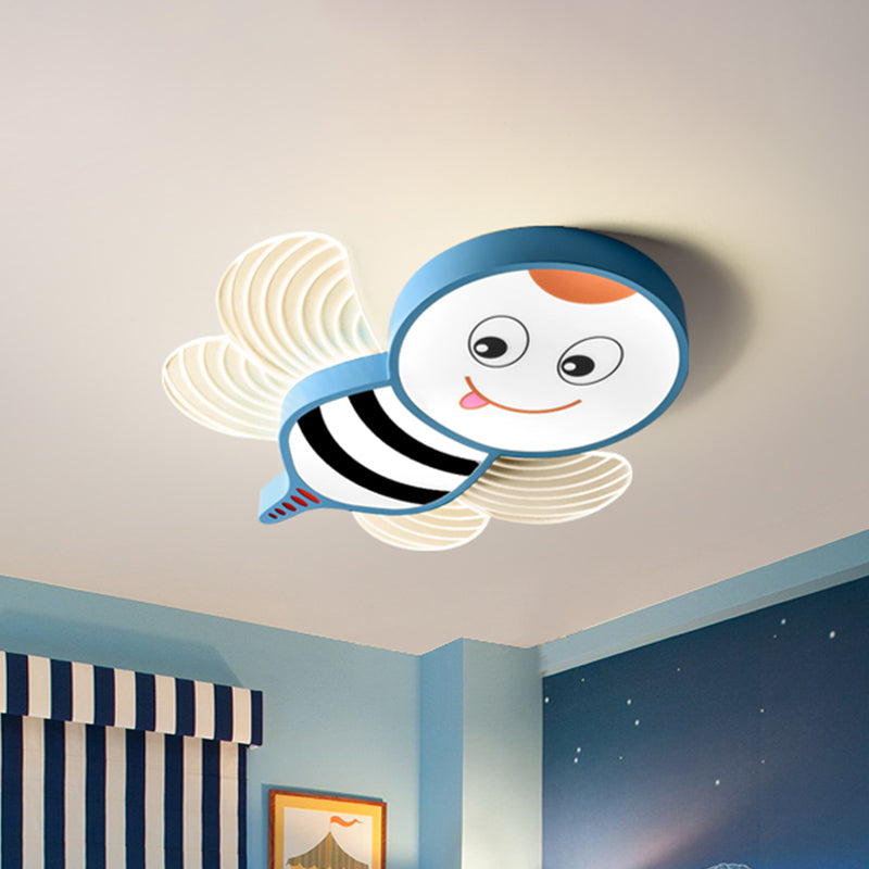 Bee Shape LED Flushmount Lighting - Fun Cartoon Design for Bedroom with White/Pink/Yellow Acrylic Flush Mount Fixture