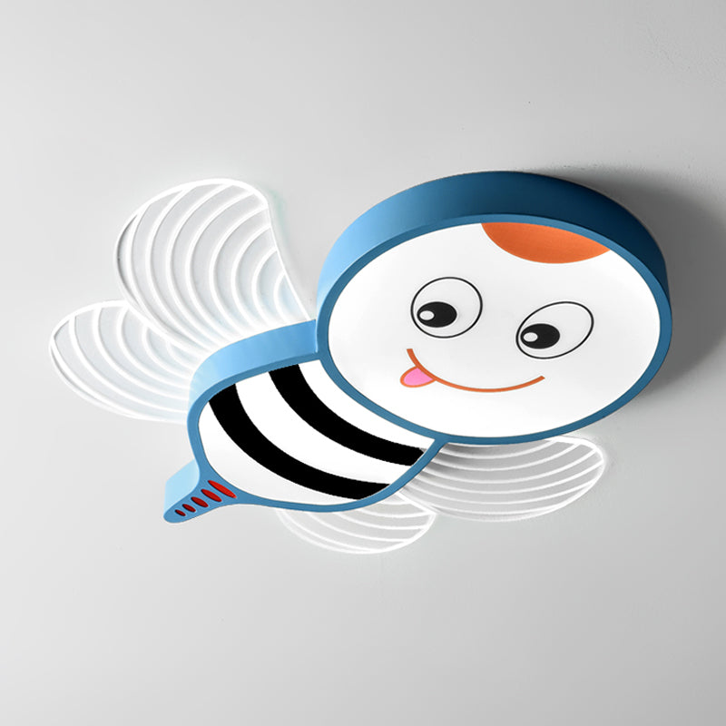Bee Shape LED Flushmount Lighting - Fun Cartoon Design for Bedroom with White/Pink/Yellow Acrylic Flush Mount Fixture