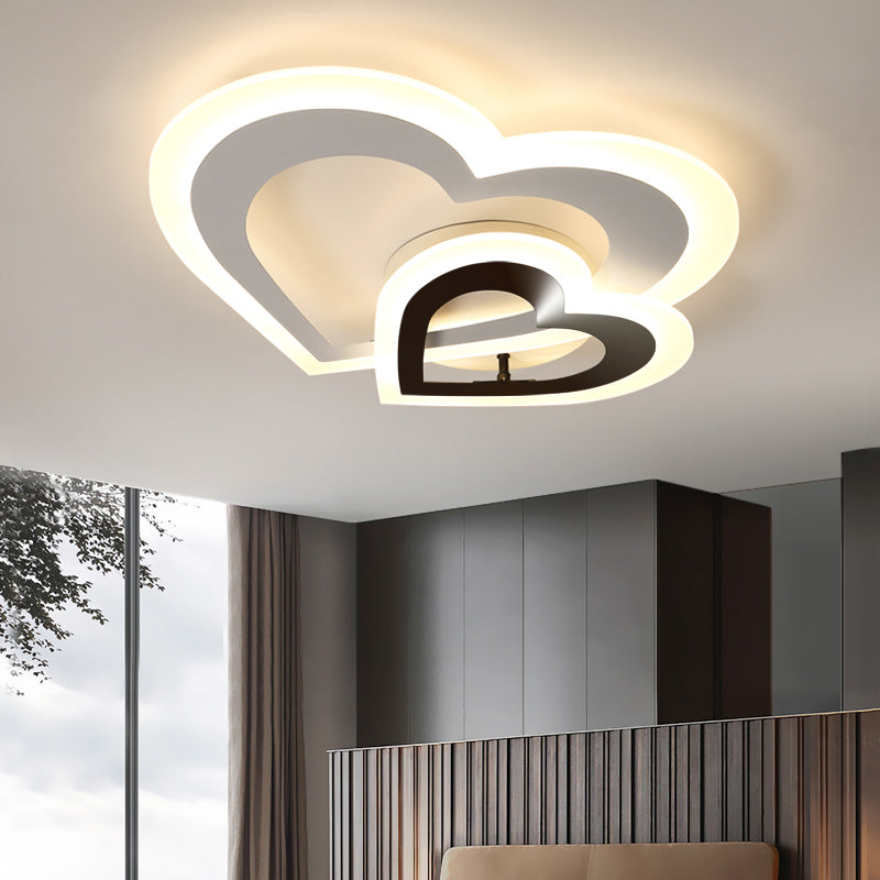 Nordic Style LED Loving Heart Flush Lamp in White/Warm Light