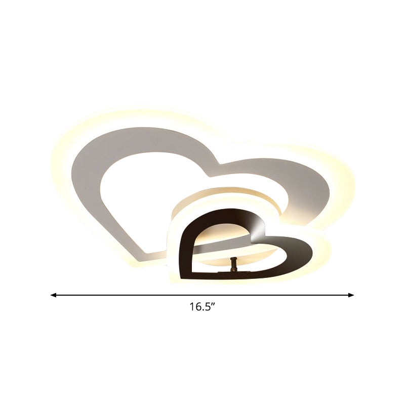 Nordic Style LED Loving Heart Flush Lamp in White/Warm Light