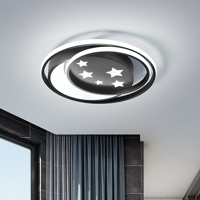 Nordic LED Black Flushmount with Star Pattern for Bedroom Lighting Fixture