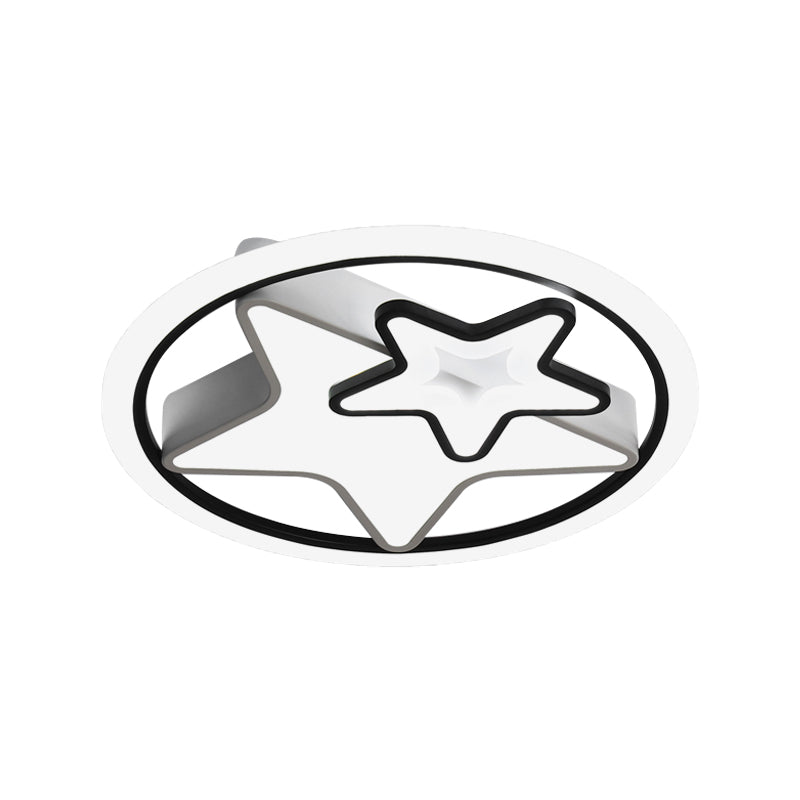 Nordic Acrylic LED Dual Star Flush Lighting for Bedroom Ceiling - White/Black
