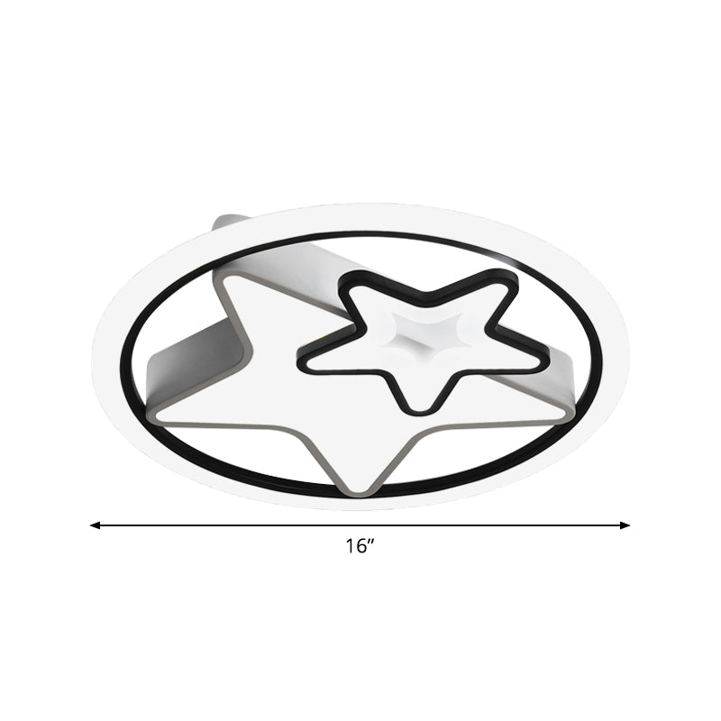 Nordic Acrylic LED Dual Star Flush Lighting for Bedroom Ceiling - White/Black