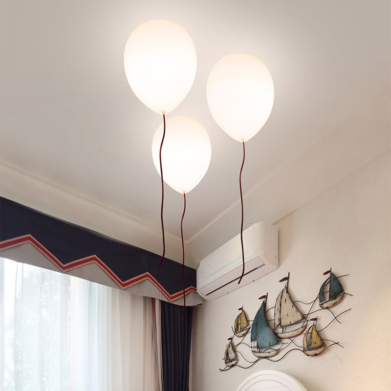 Contemporary White Balloon Shade Flush Mount Light with Opal Glass Ceiling Fixture - 8"/10" W, 1 Head - Warm/White Light
